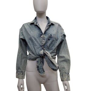 Ardene Denim Oversized Button Down Shirt - S/P